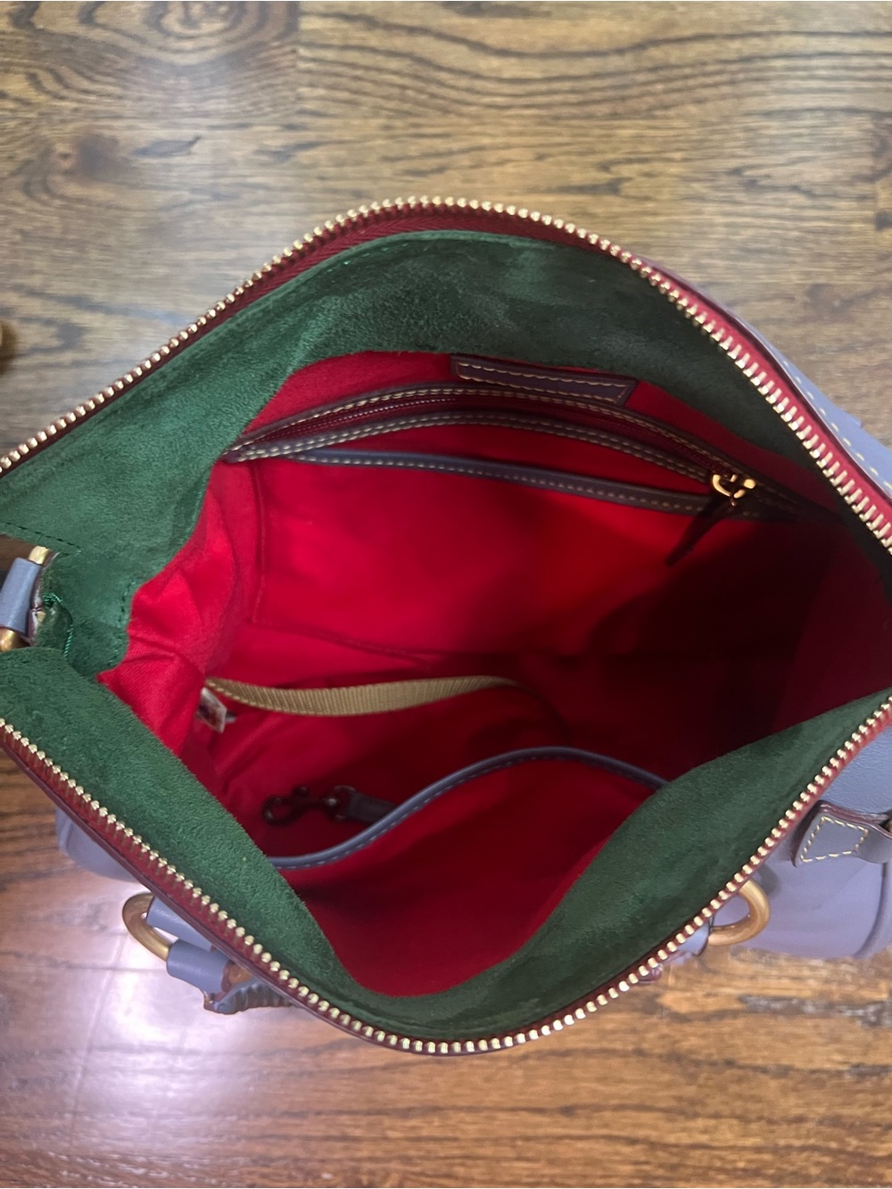 Dooney & Bourke Burgundy Nylon Shoulder Bag with Tan Leather Trim - Picture 13 of 13